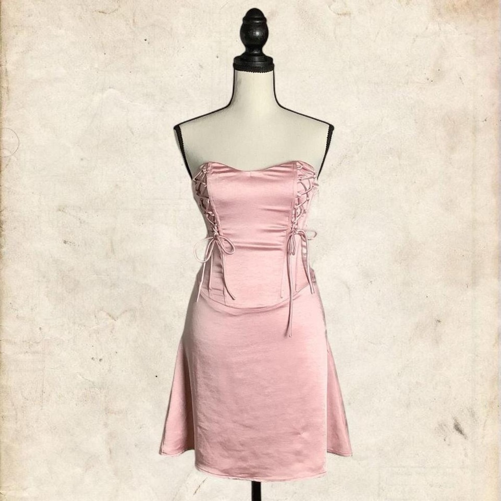 Princess Polly Blush Pink Lace-Up Mini Dress